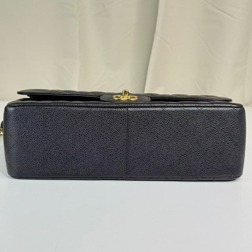Chanel Black Caviar Jumbo Classic Flap Shoulder Bag with Gold Chain Strap - Picture 5 of 9